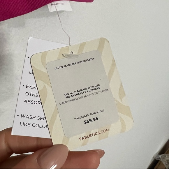 NWT Fabletics Cloud Seamless Ribbed Midi Bralette Fuchsia Pink XS - Picture 5 of 8